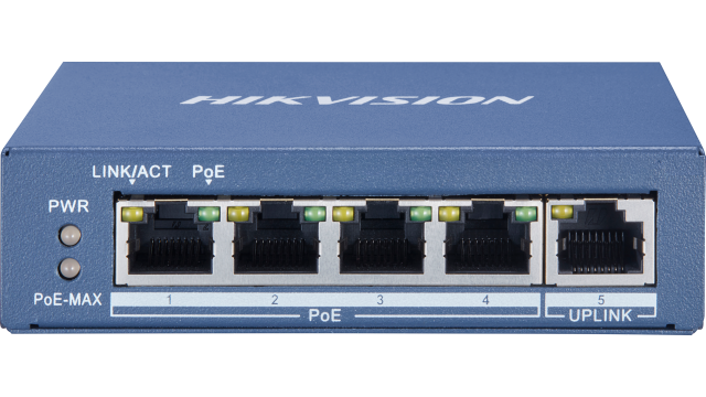 Hikvision DS-3E0505P-E — 4 Port Gigabit Unmanaged POE Switch
